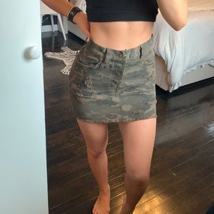 Camo denim skirt
